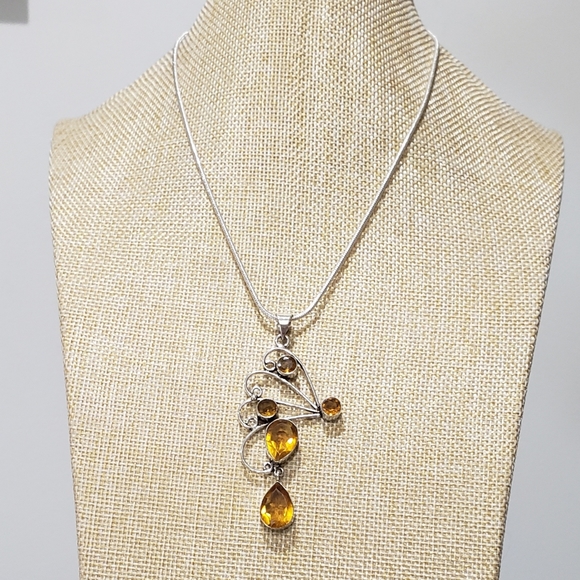 Beautiful Handmade Large Citrine Gemstone 925 Pendant Necklace - Picture 2 of 12
